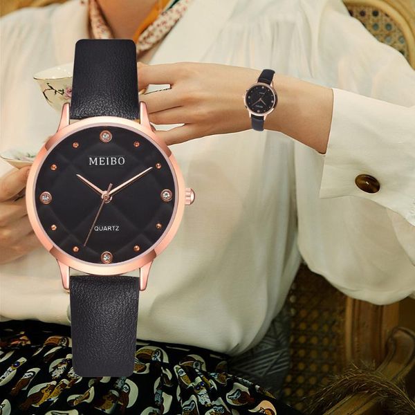 wristwatches women watch leather strap bracelet watches fashion luxury ladies rhinestone dial quartz wristwatch montre femme#w, Slivery;brown